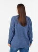 Melange knit blouse with round neck, Blue, Model image number 2