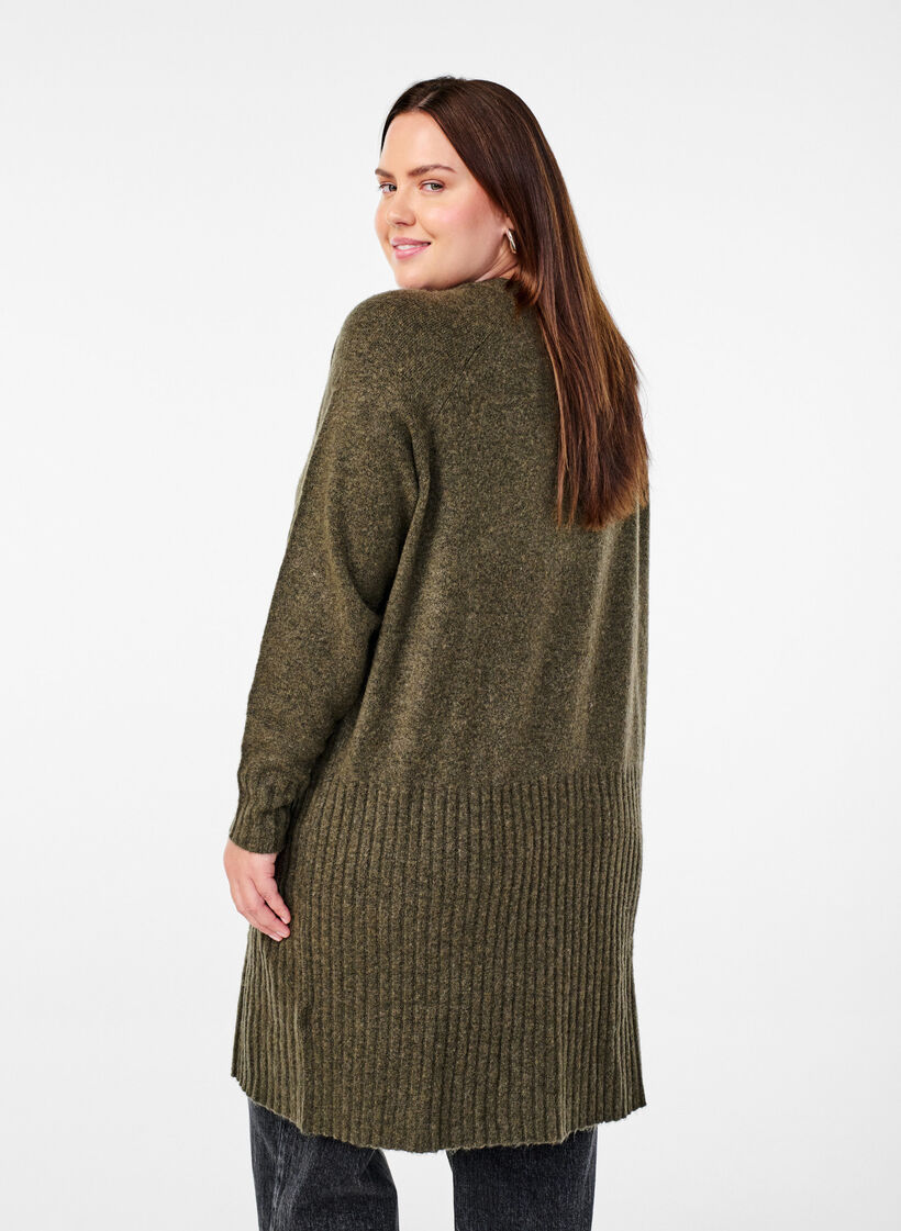 Long cardigan with pockets, Sea Turtle Mel., Model image number 1
