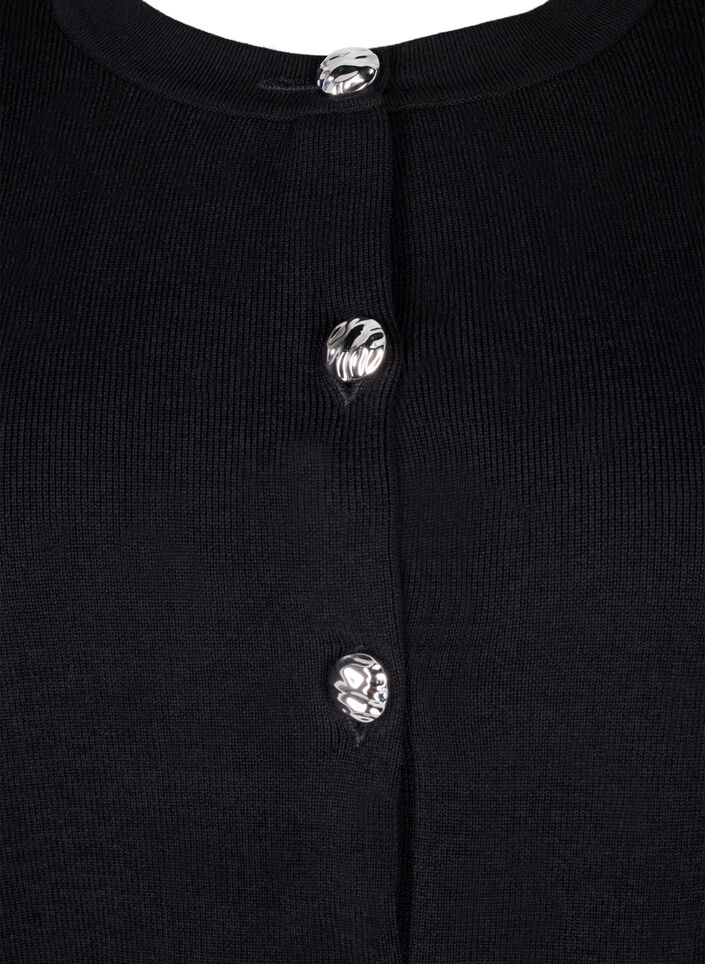 Knitted cardigan with decorative buttons, Black, Packshot image number 2
