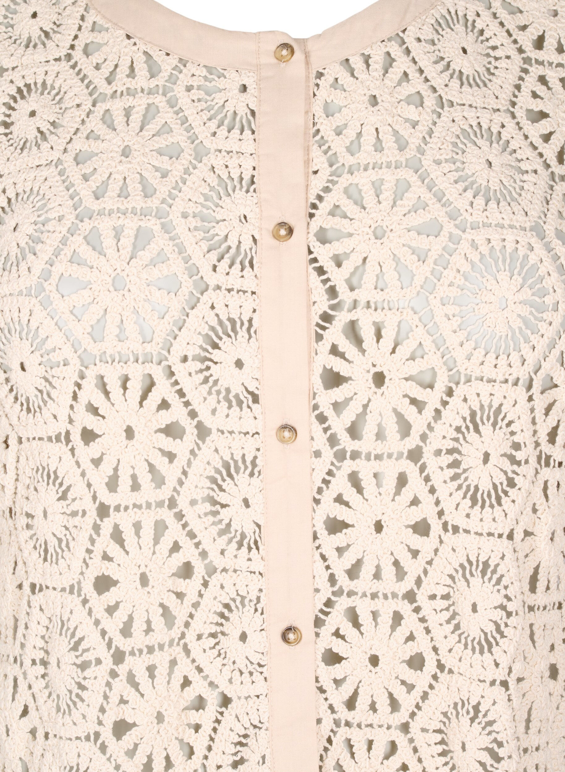 Zizzifashion Crochet cardigan with short sleeves, Beige, Packshot image number 2