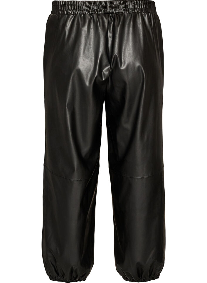 Balloon trousers in faux leather, Black, Packshot image number 1