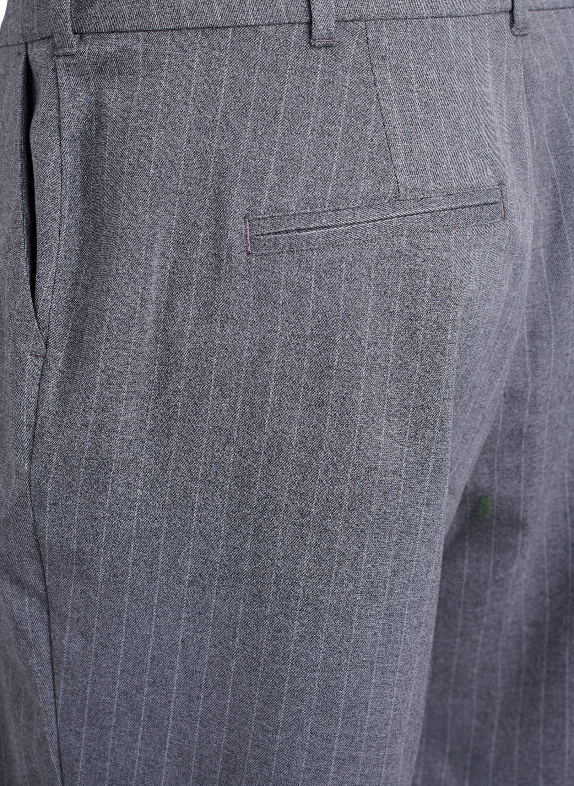 Zizzifashion Pinstriped Bermuda shorts with a loose fit, Dark Grey, Packshot image number 3