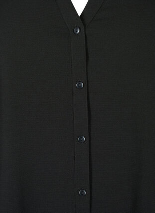 Shirt blouse with 3/4 sleeves and ruffle collar, Black, Packshot image number 2