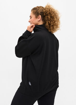 High-neck sweatshirt with zip, Black, Model image number 1