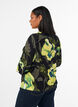Floral blouse with a boat neck and wide sleeves, Black, Model image number 2
