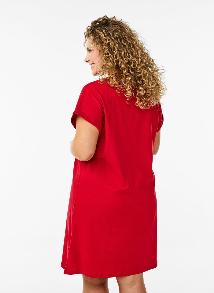 2-pack T-shirt dress with short sleeves, Red, Model image number 2