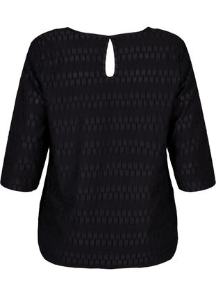 Patterned top with 3/4 sleeves, Black, Packshot image number 1