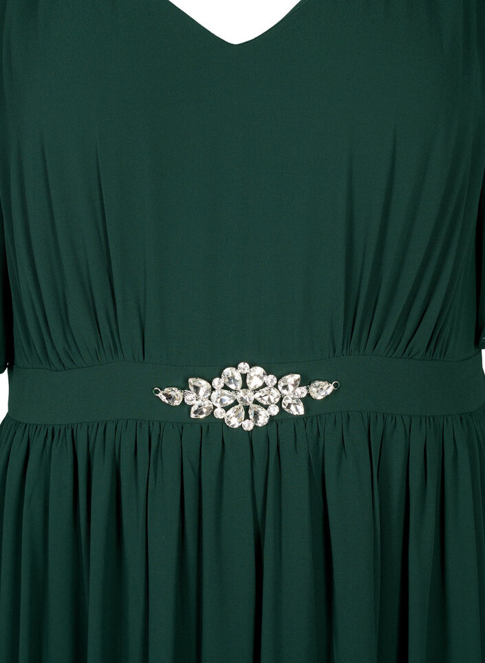 Maxi dress with pleats and short sleeves, Scarab, Packshot image number 2