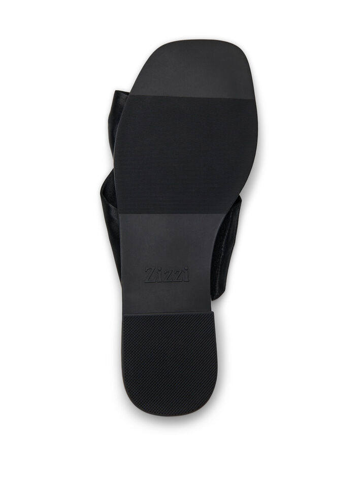 Flat sandals with crossed satin straps, Black, Packshot image number 4