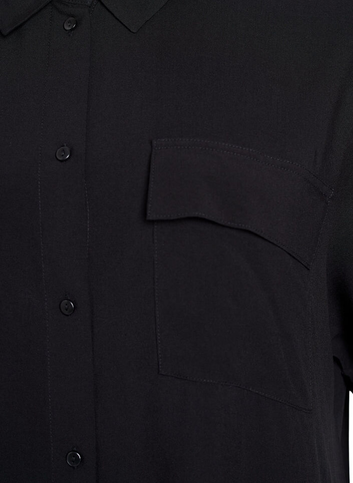 Long shirt dress with short sleeves, Black, Packshot image number 2
