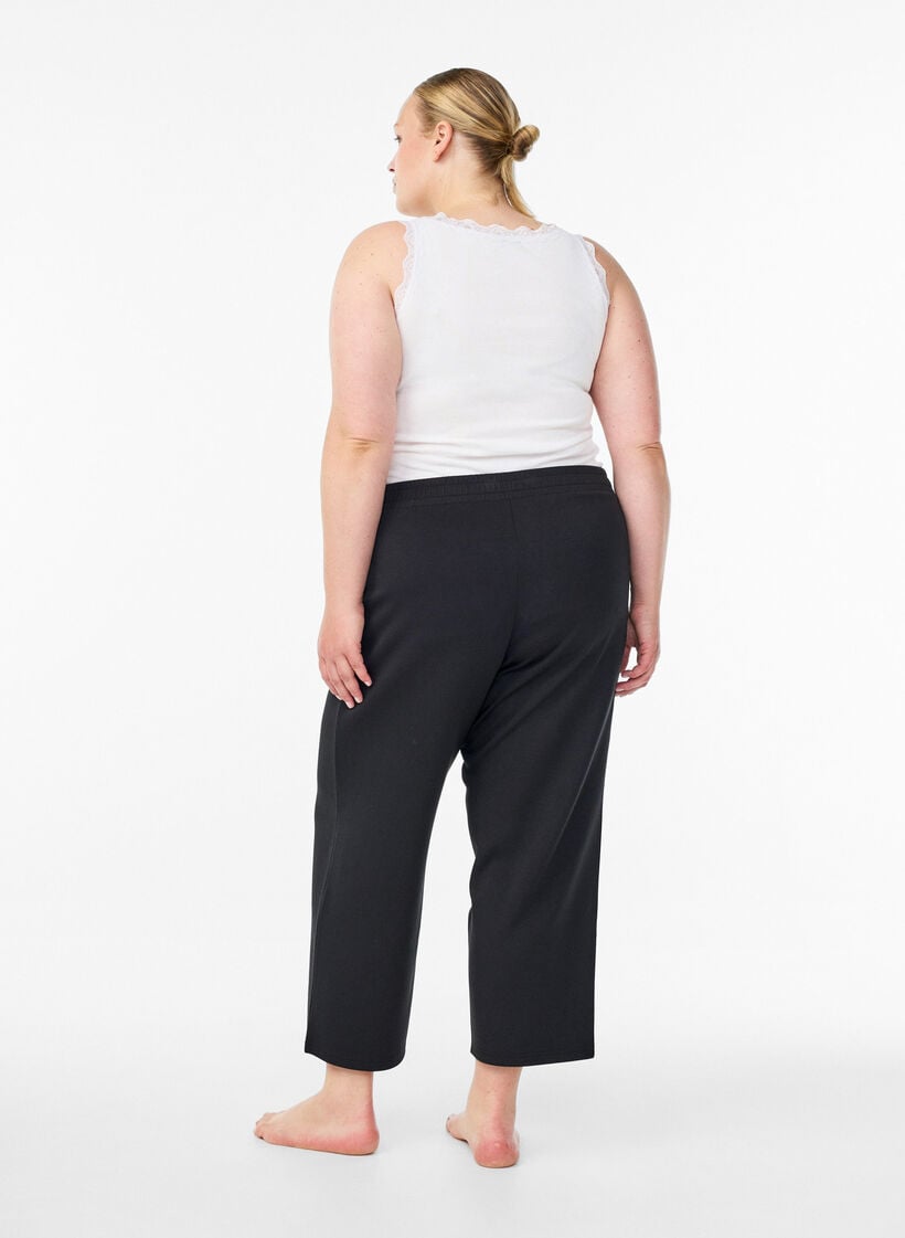 7/8 modal mix pants with pockets, Black, Model image number 1