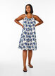 Knee-length strap dress in organic cotton, White, Model image number 1