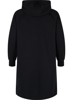 Sweater dress with hood and zip, Black, Packshot image number 1
