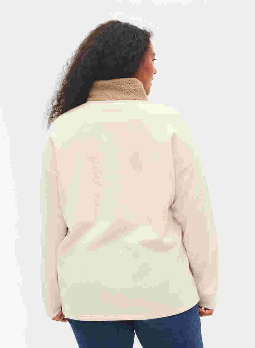 	 High neck sweatshirt with teddy and zip, Brown Comb, Model image number 1