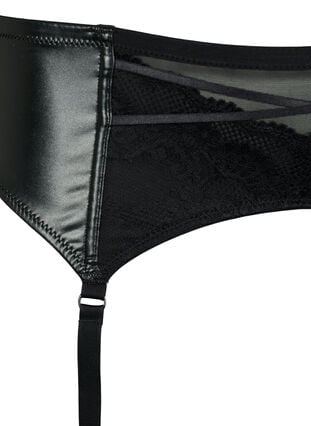 Shiny garter belt with lace, Black, Packshot image number 2