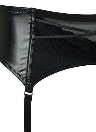 Shiny garter belt with lace - Black - Zizzifashion Shiny garter belt with lace - Black - Zizzifashion