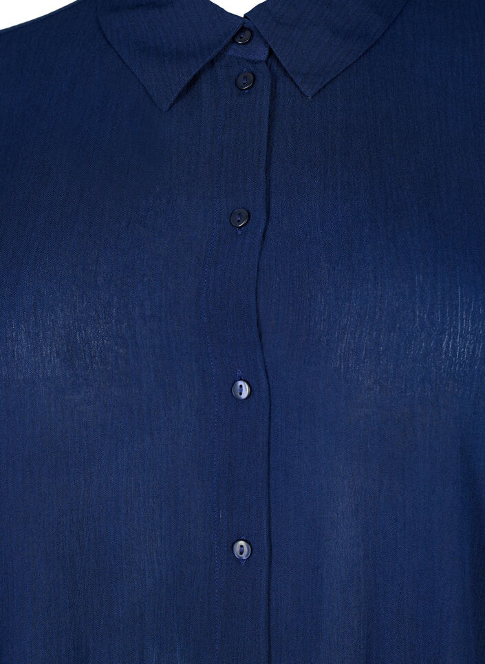 Short-sleeved viscose shirt with collar, Medieval Blue, Packshot image number 2