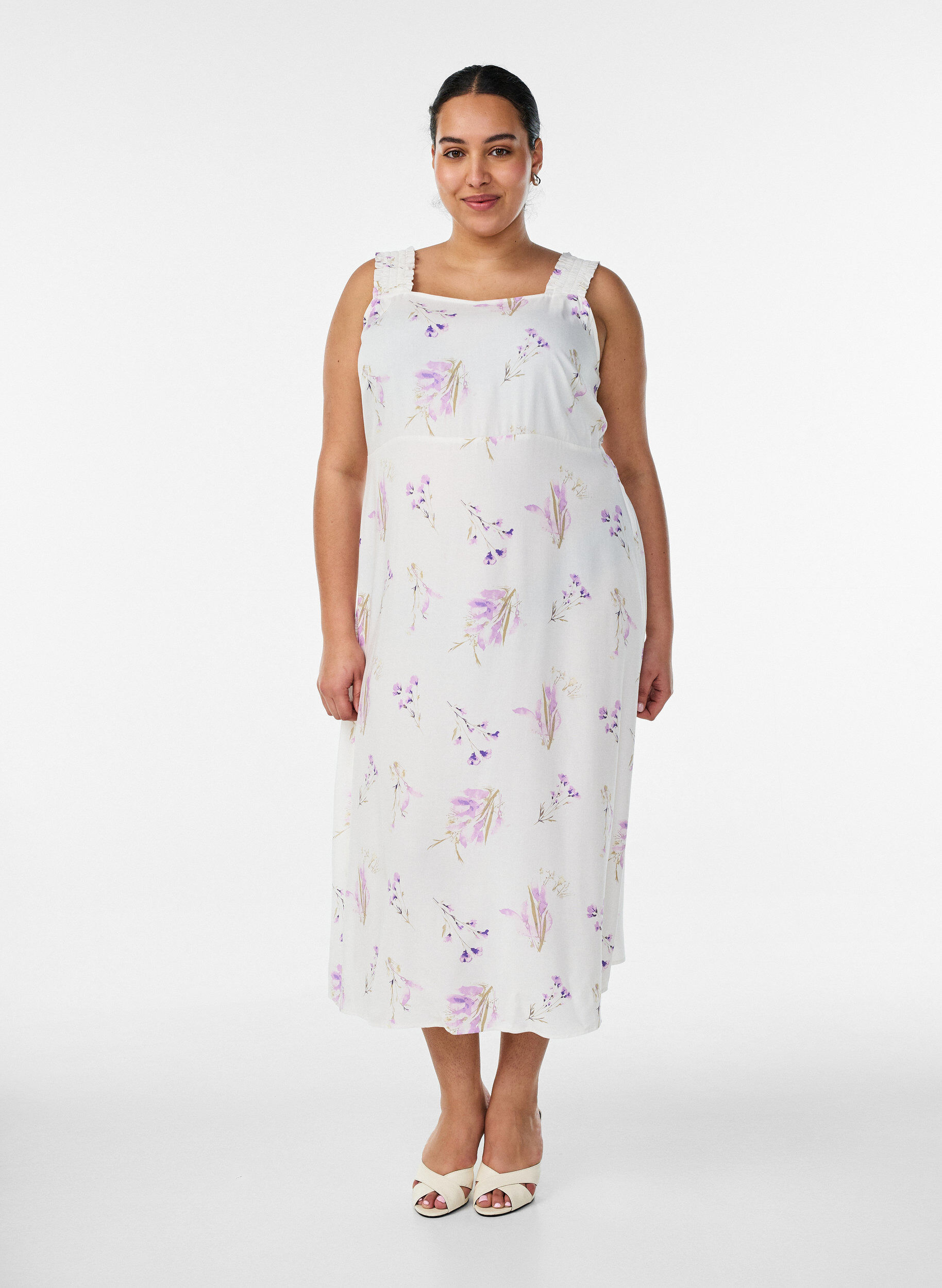 ZizzifashionSummer dress with wide straps, White, Model image number 0