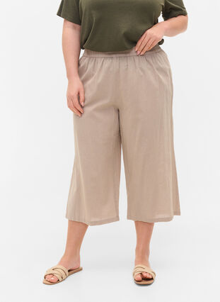 7/8 cotton blend pants with linen, Simply Taupe, Model image number 1