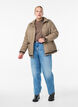 Short quilted jacket with contrast details, Beige, Model image number 1