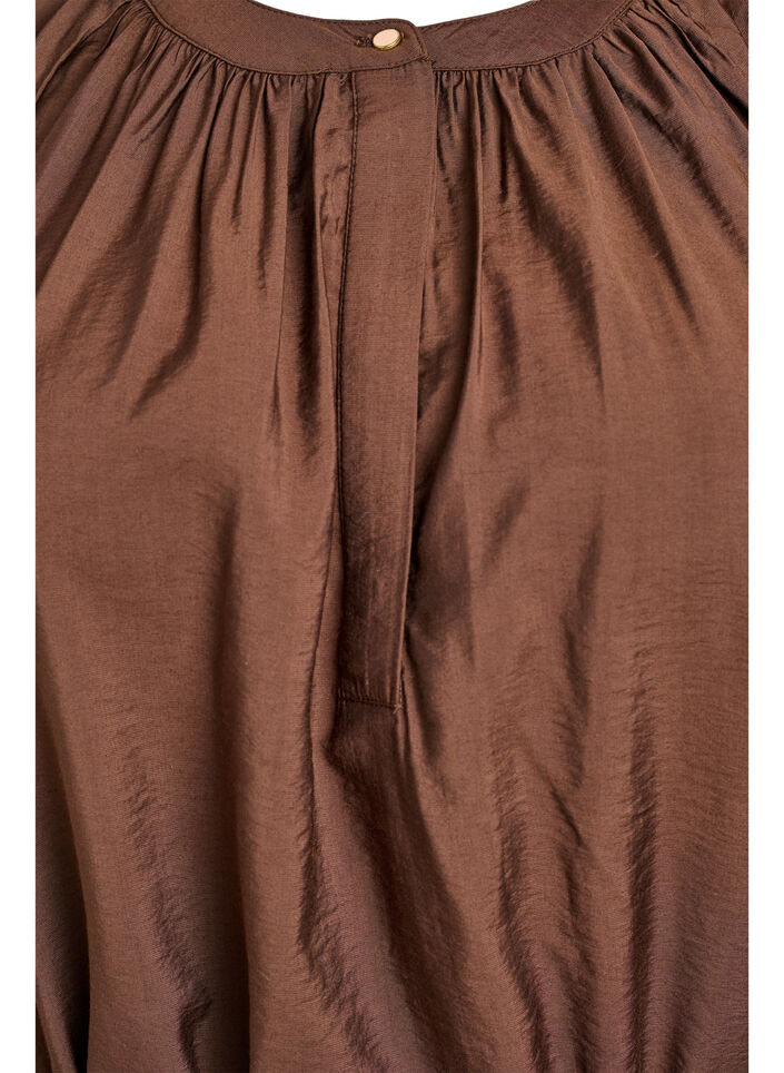 Knee-length dress with short sleeves and tie belt, Brown, Packshot image number 2
