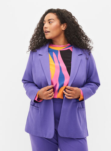Simple blazer with button, Ultra Violet, Model image number 0