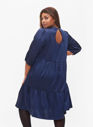 Dress with back detail and 3/4 sleeves, Maritime Blue, Model image number 1