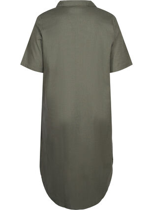 Long cotton shirt with short sleeves, Dusty Olive, Packshot image number 1