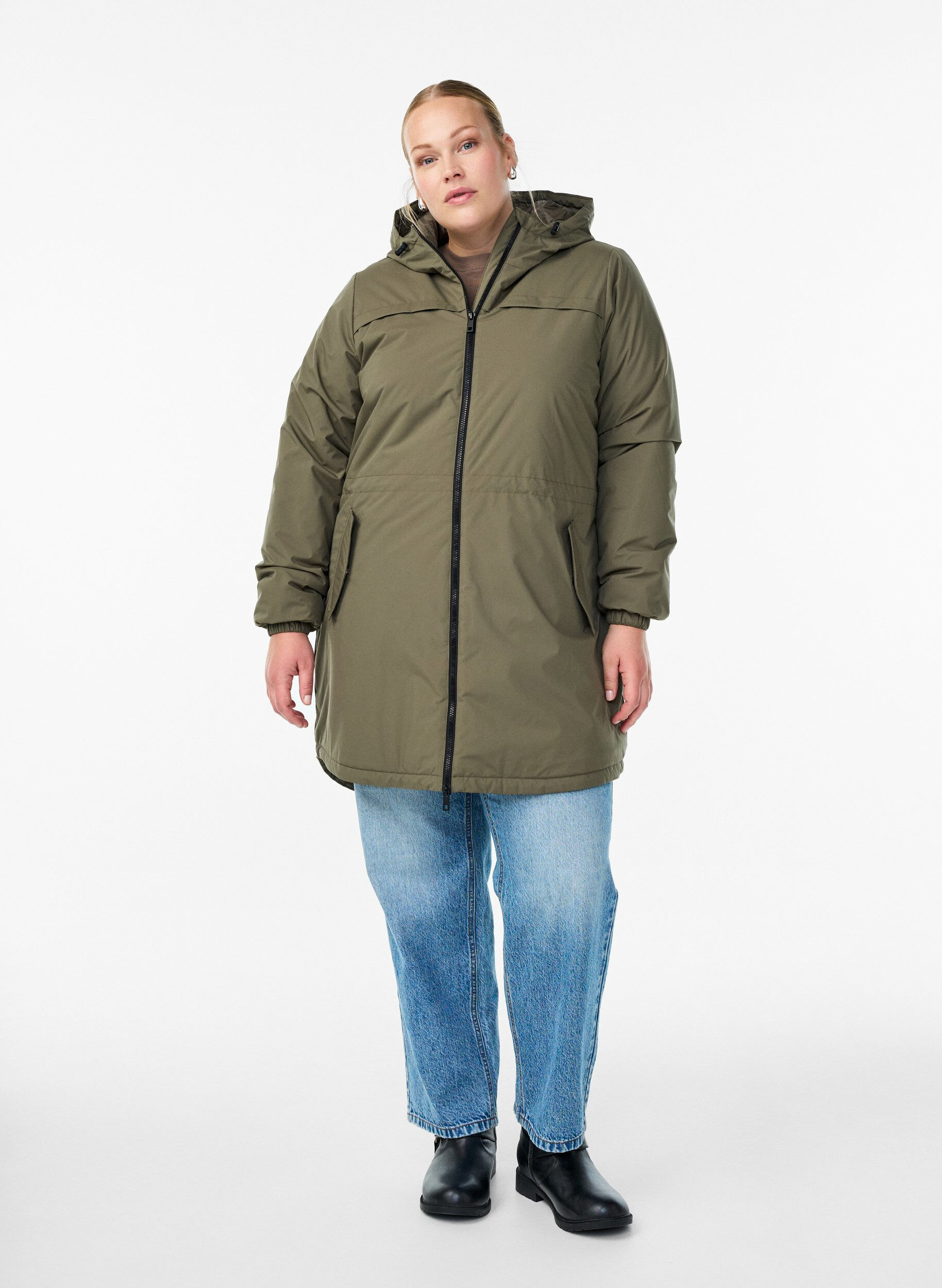 Zizzifashion Lightweight padded parka with a hood, Green, Model image number 1