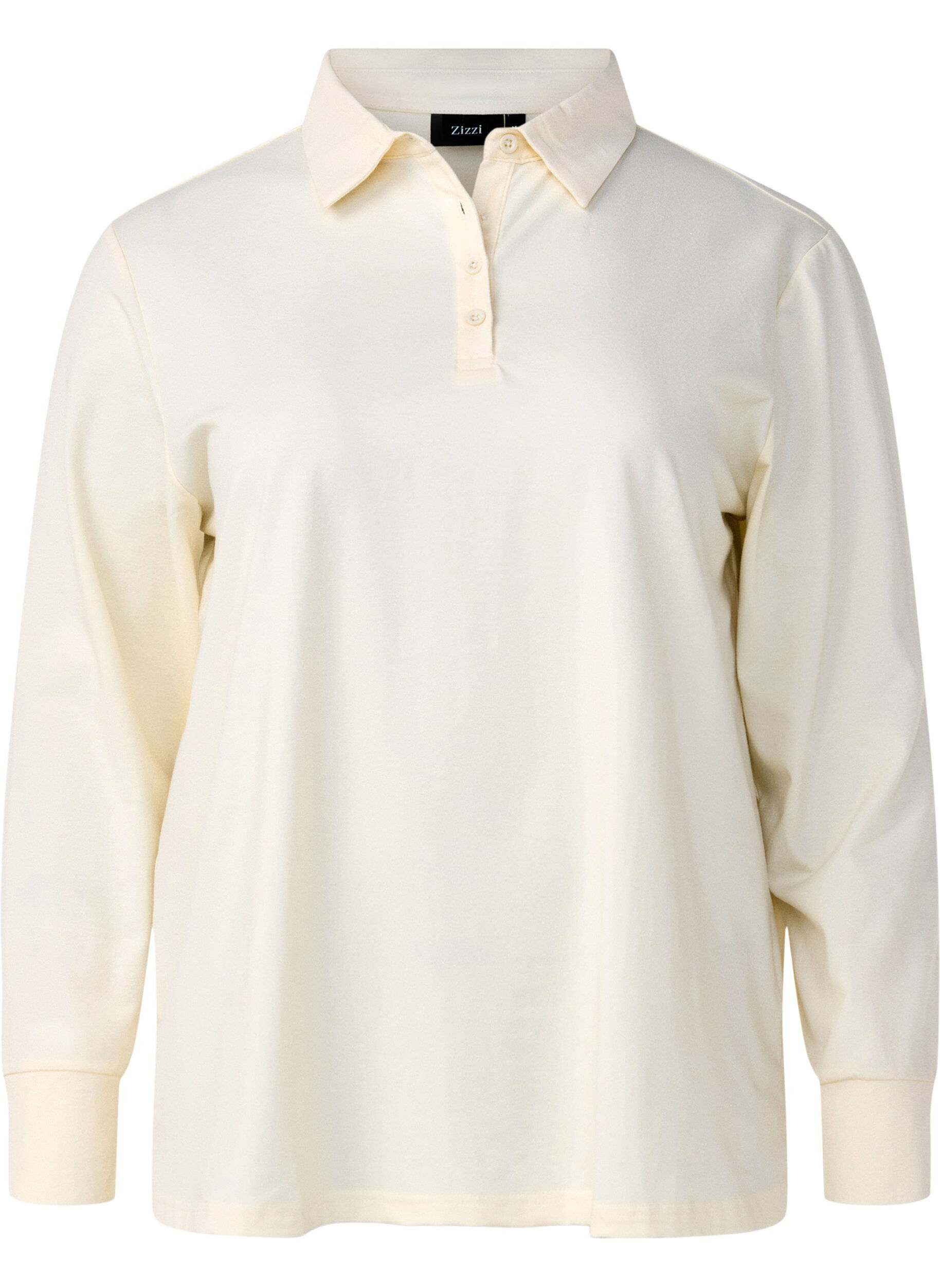 Zizzifashion Long-sleeved polo shirt, Vanilla, Packshot image number 0