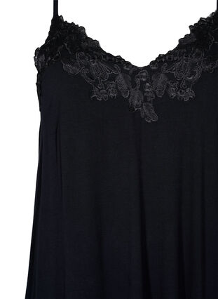 Viscose night top with lace, Black, Packshot image number 2