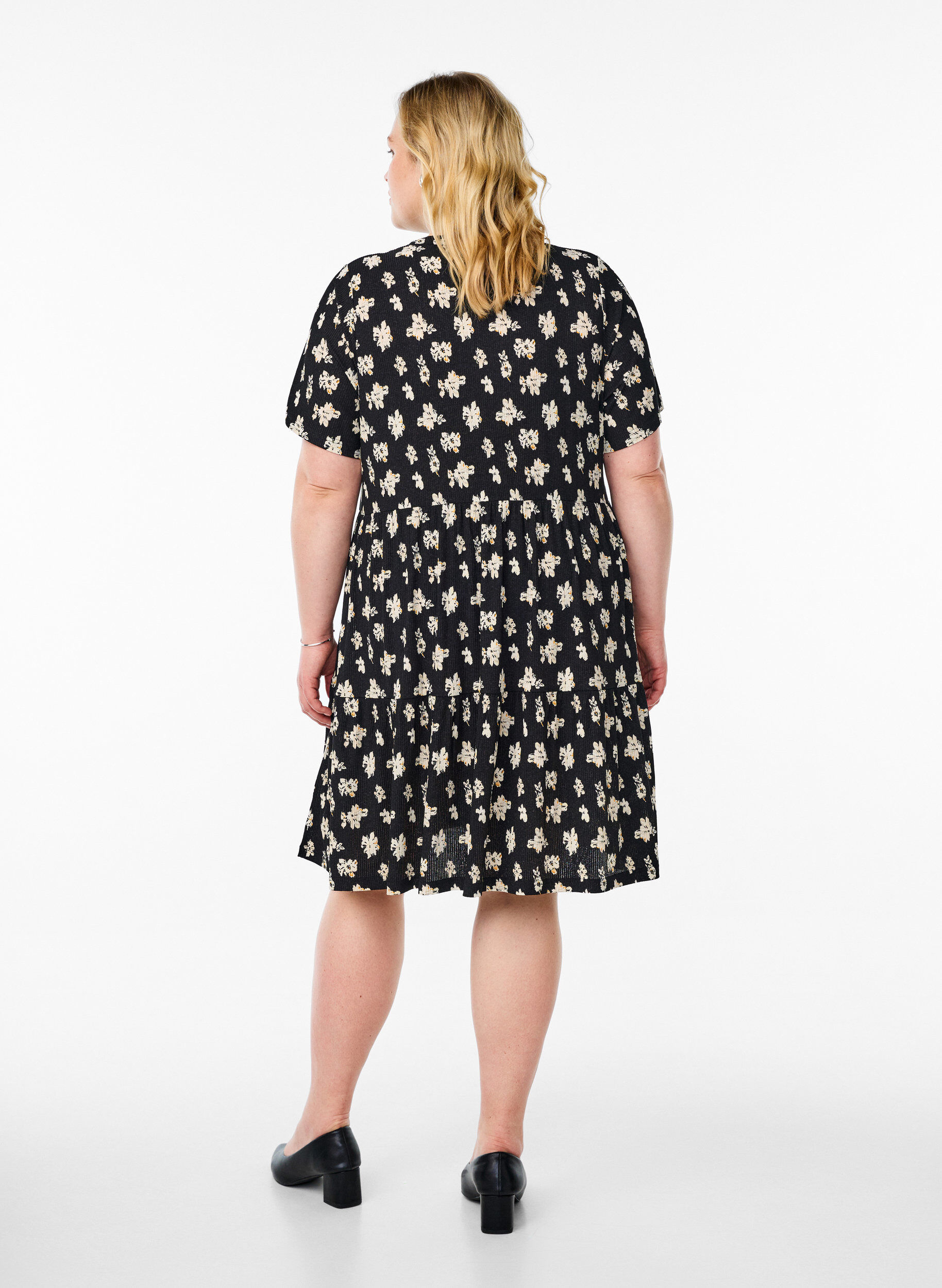 ZizzifashionPatterned dress with panels, Black, Model image number 2