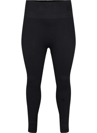 Workout leggings with ribbed structure, Black, Packshot image number 0