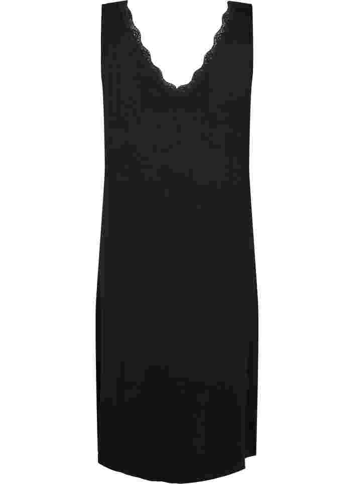 Sleeveless nightdress in viscose, Black, Packshot image number 1