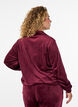 Velour cardigan with zipper and high collar, Dark Bordeaux, Model image number 2