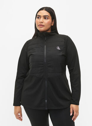 Sportscardigan with quilt and zipper, Black, Model image number 0