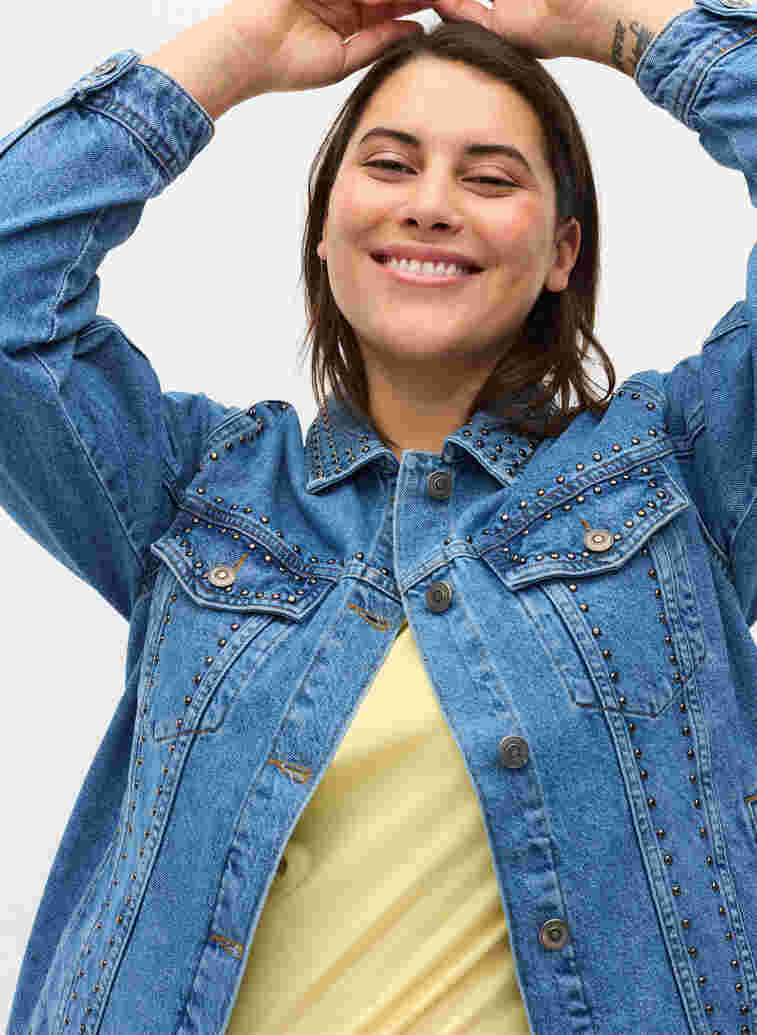 Studded denim jacket, Blue denim, Model image number 2