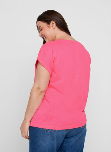 Neon-coloured cotton t-shirt, Neon Pink, Model image number 1