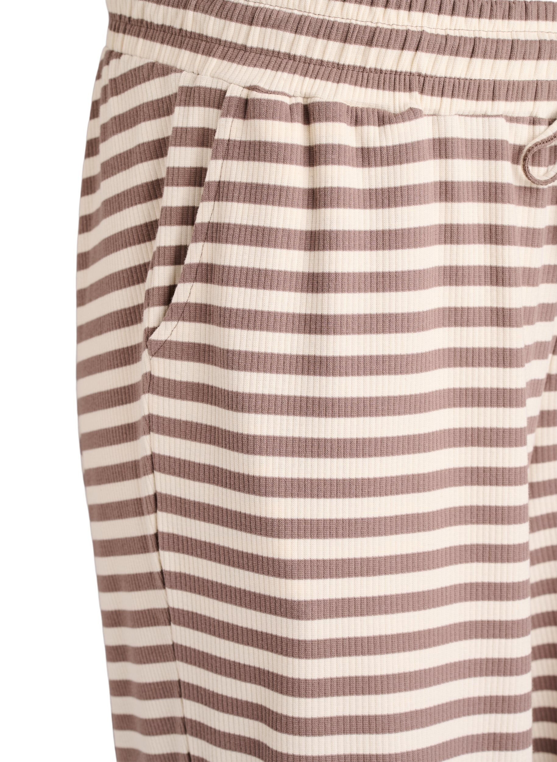 Zizzifashion Striped pyjama trousers with a high waist and wide legs., Beige, Packshot image number 2