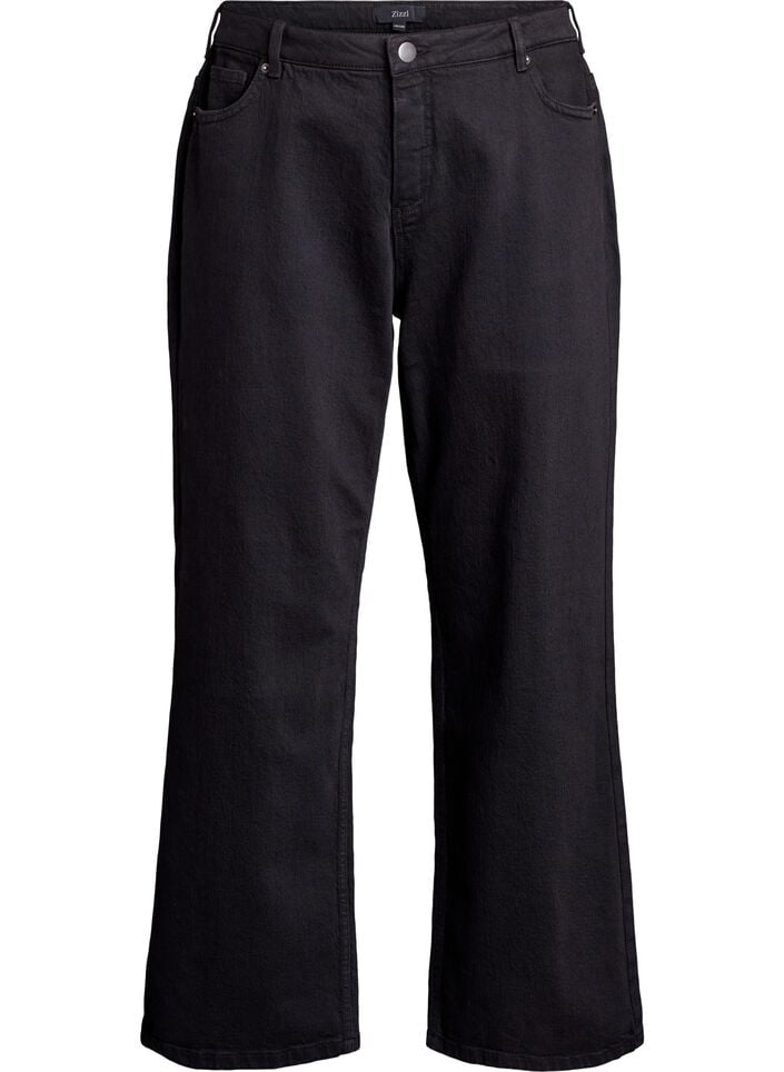 Wide leg jeans with high waist, Black, Packshot image number 0