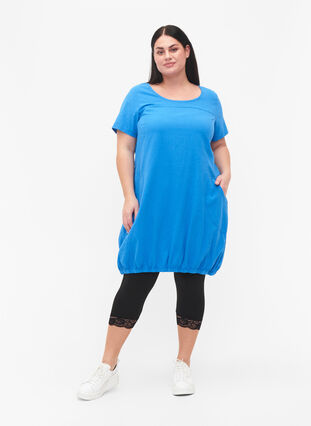 Short sleeve cotton dress, French Blue, Model image number 2