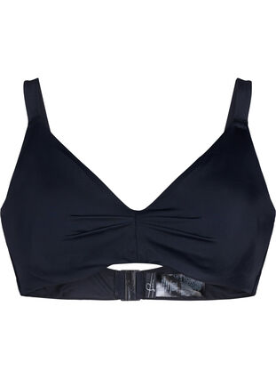 Bikini bra with underwire and wrinkled detail, Black, Packshot image number 0