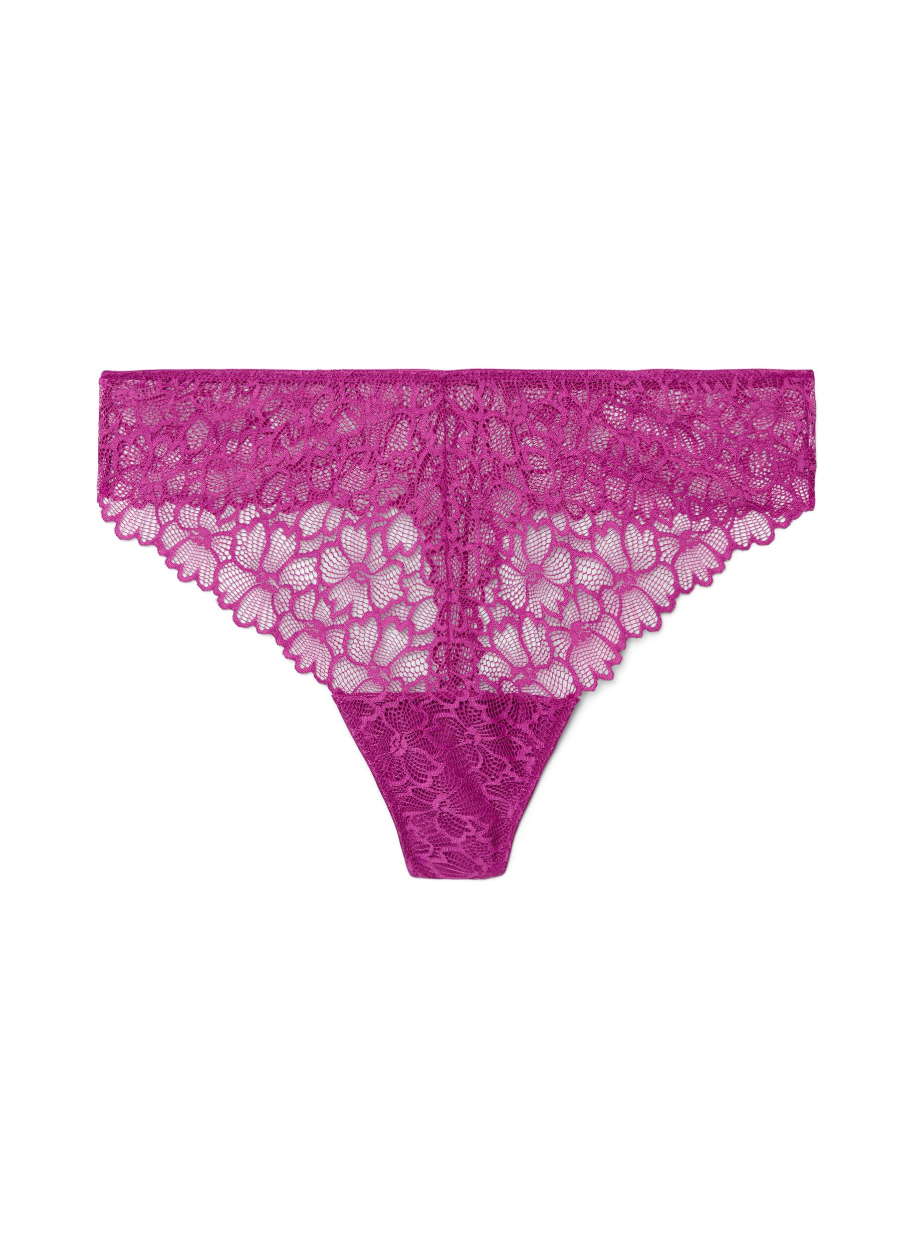 ZizzifashionFloral lace thong with regular waist, Purple, Packshot image number 0