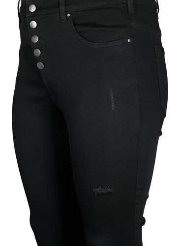 High-waisted Amy jeans with buttons, Black, Packshot image number 2