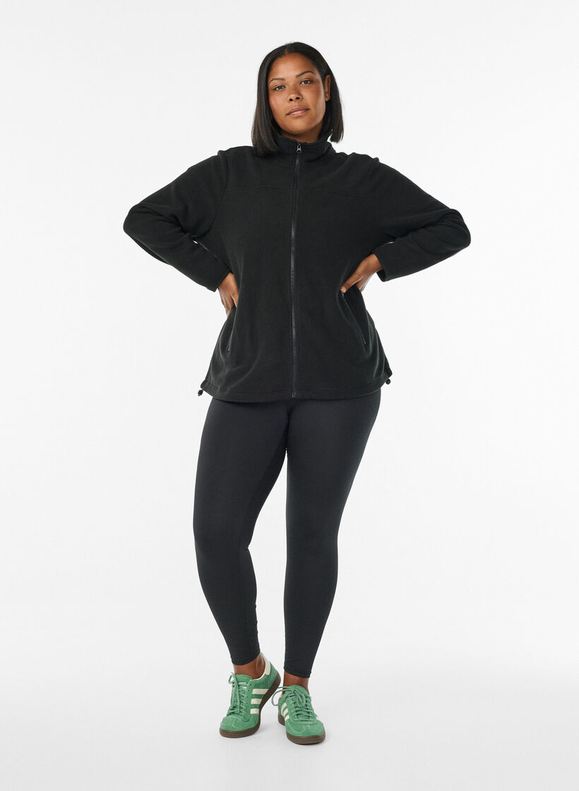 Fleece jacket with pockets, Black, Model image number 1