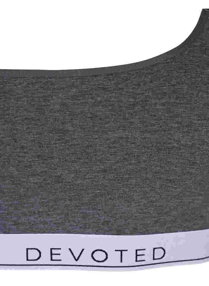 Soft bra with text print, Medium Grey Melange, Packshot image number 2
