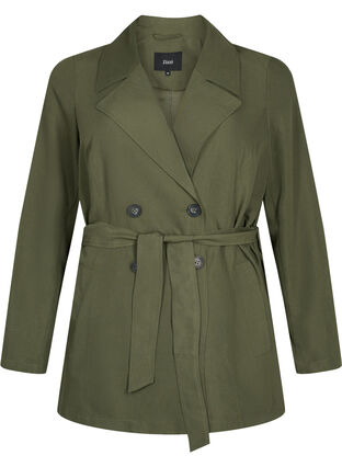 Trench coat with belt and pockets, Grape Leaf, Packshot image number 0