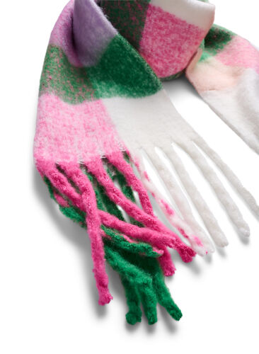 Checked scarf with fringe, Fuchsia Purple Comb, Packshot image number 1