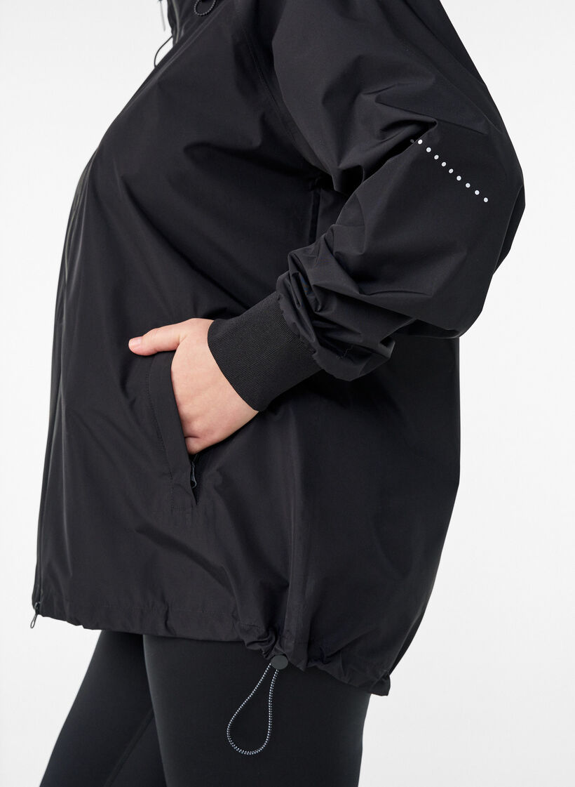 Rain jacket with reflective details, Black, Model image number 3
