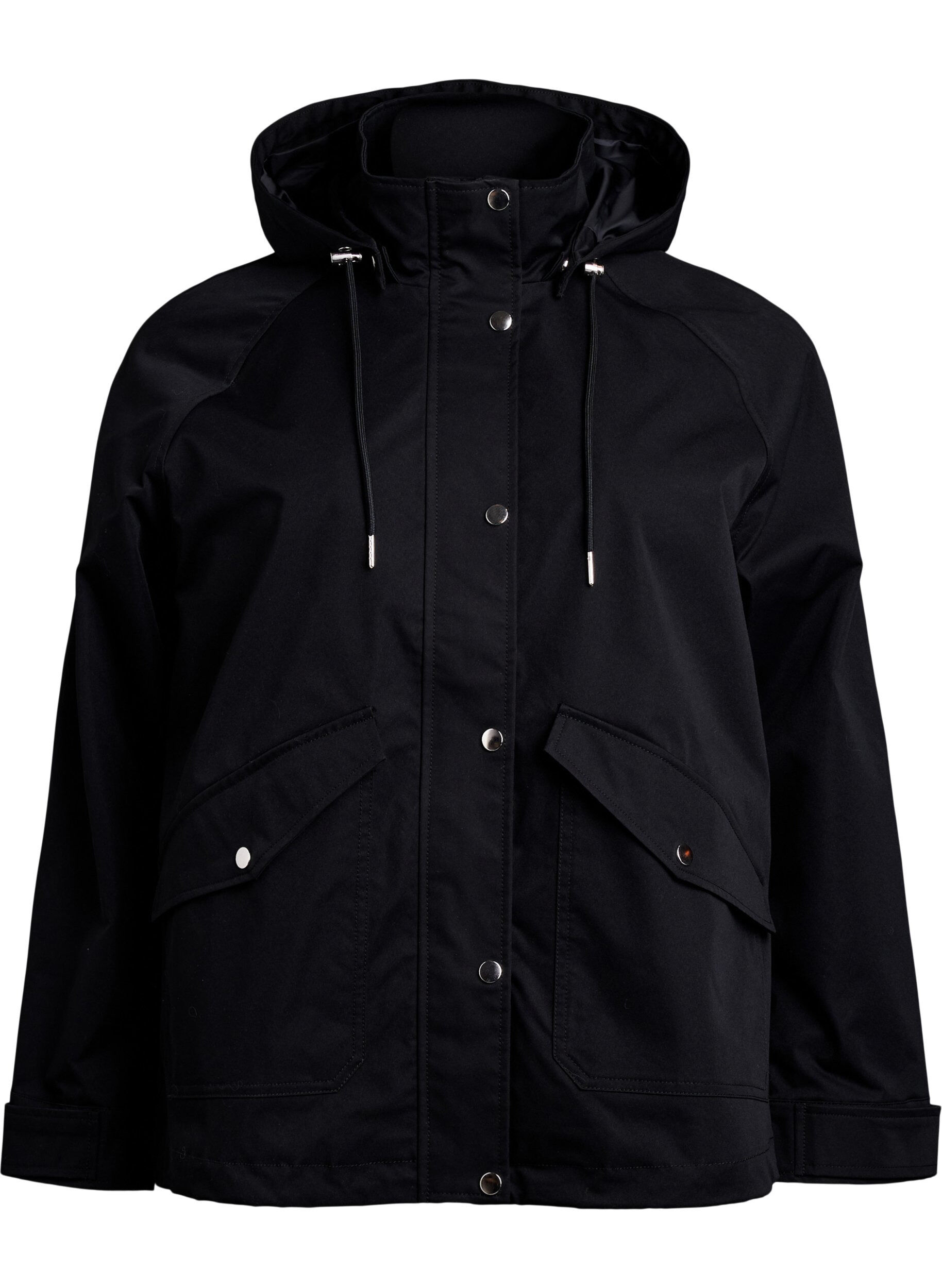 ZizzifashionShort spring jacket with detachable hood, Black, Packshot image number 0